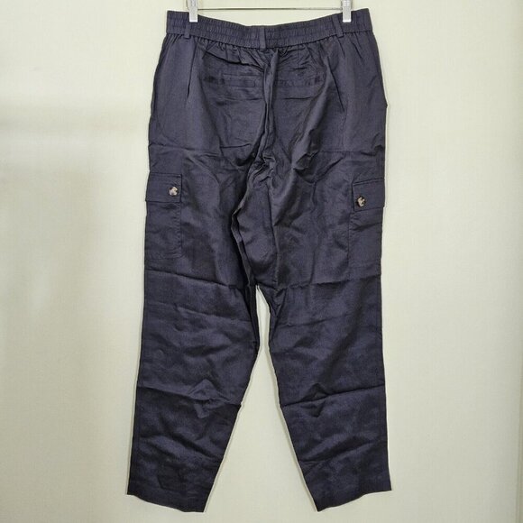 Torrid Pants Womens 14 Tall Charcoal Gray Linen Blend Cargo Tapered Pockets - Picture 2 of 14